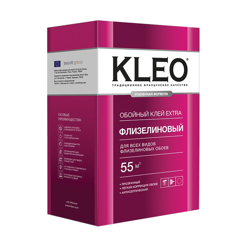 KLEO EXTRA 55, Клей для флизелиновых обоев, сыпучий